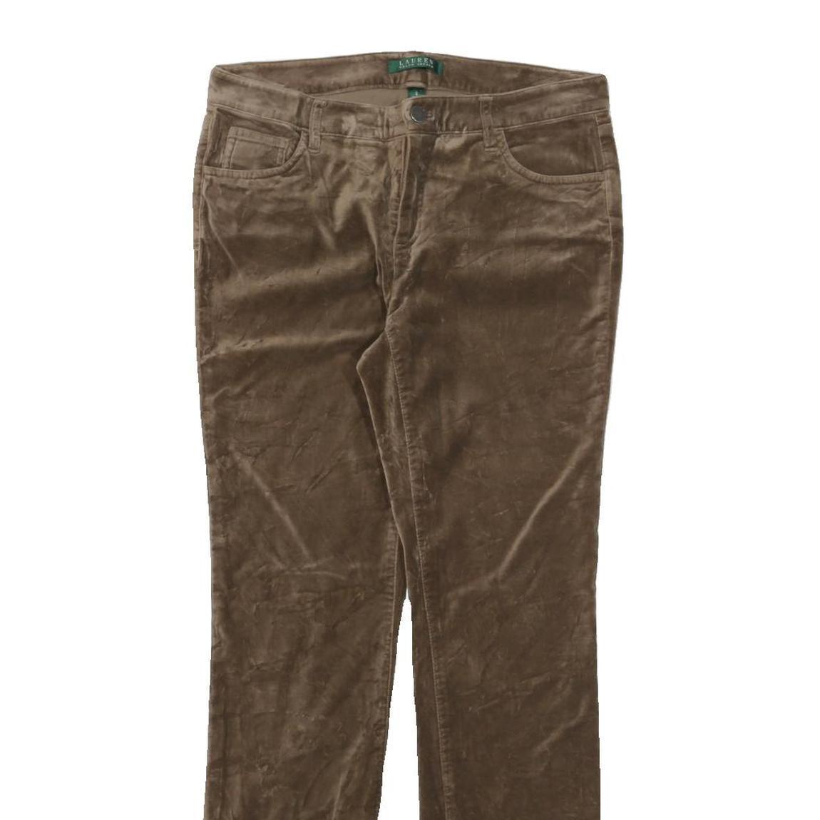 LAUREN RALPH LAUREN Womens Cotton Blend Brown Slim Straight Trousers W30 L30