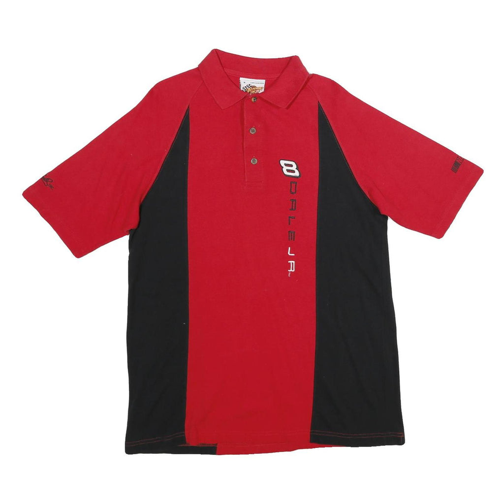 WINNER'S CIRCLE Mens Red & Black Cotton Short Sleeve Racing Polo Shirt M