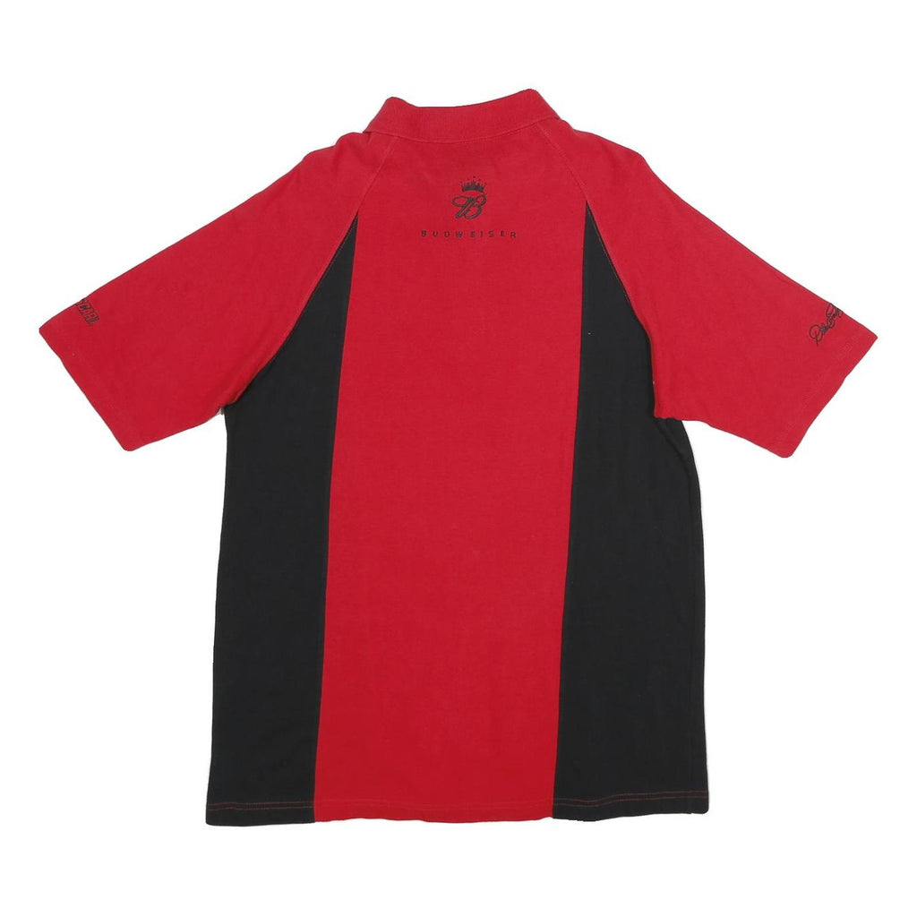 WINNER'S CIRCLE Mens Red & Black Cotton Short Sleeve Racing Polo Shirt M