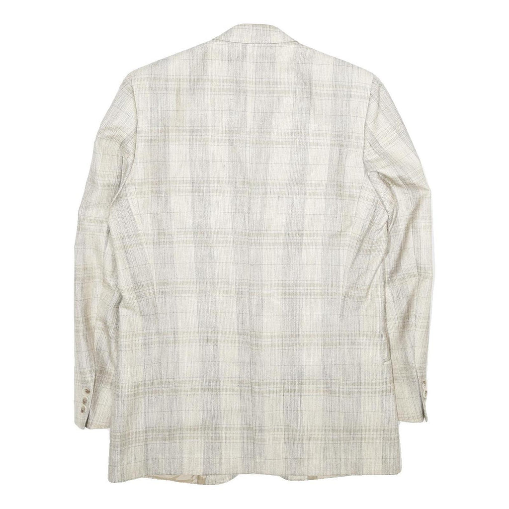 BOSS HUGO BOSS Mens Beige & Grey Checked Blazer Jacket L Polyester Blend Plain