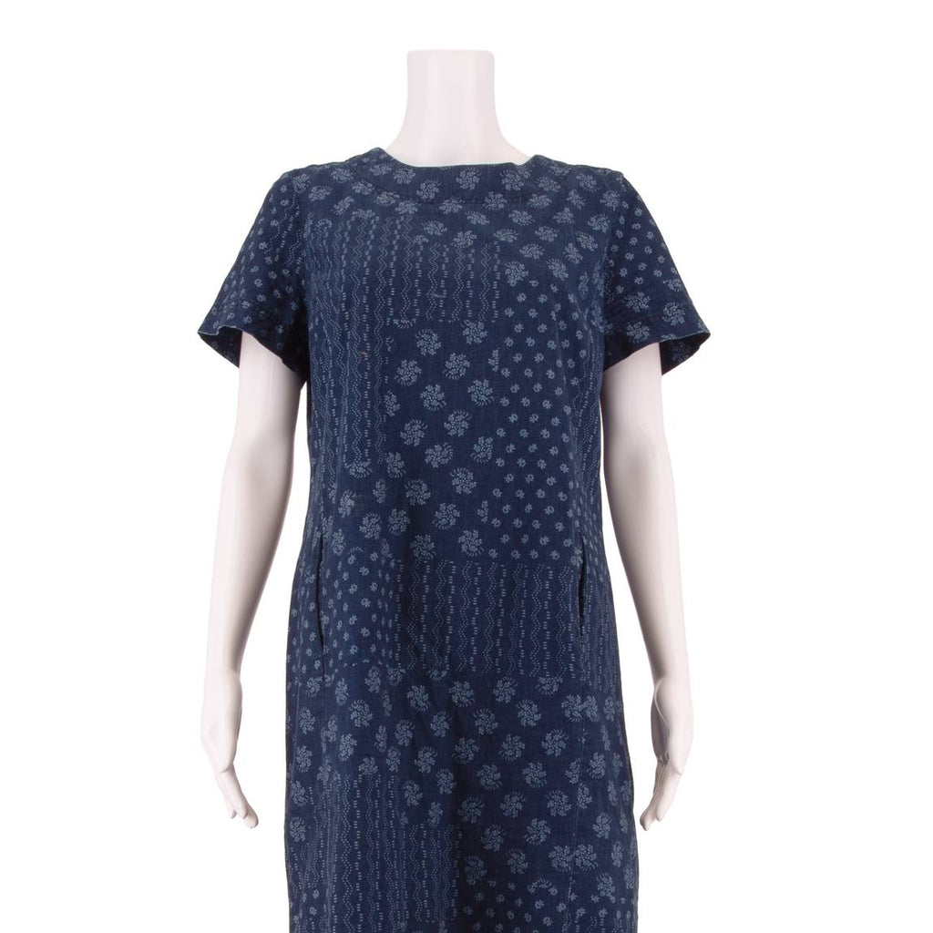 LAURA ASHLEY Womens Shift Dress Blue Floral Short Sleeve Knee Length UK 12