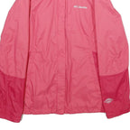 COLUMBIA Womens Pink & Dark Pink Rain Jacket S Nylon Outdoor Zip Pocket