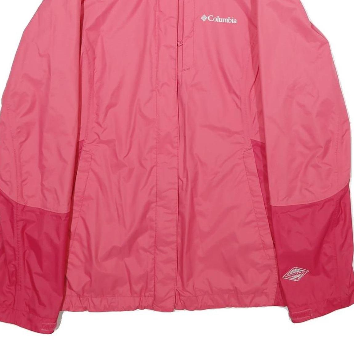 COLUMBIA Womens Pink & Dark Pink Rain Jacket S Nylon Outdoor Zip Pocket