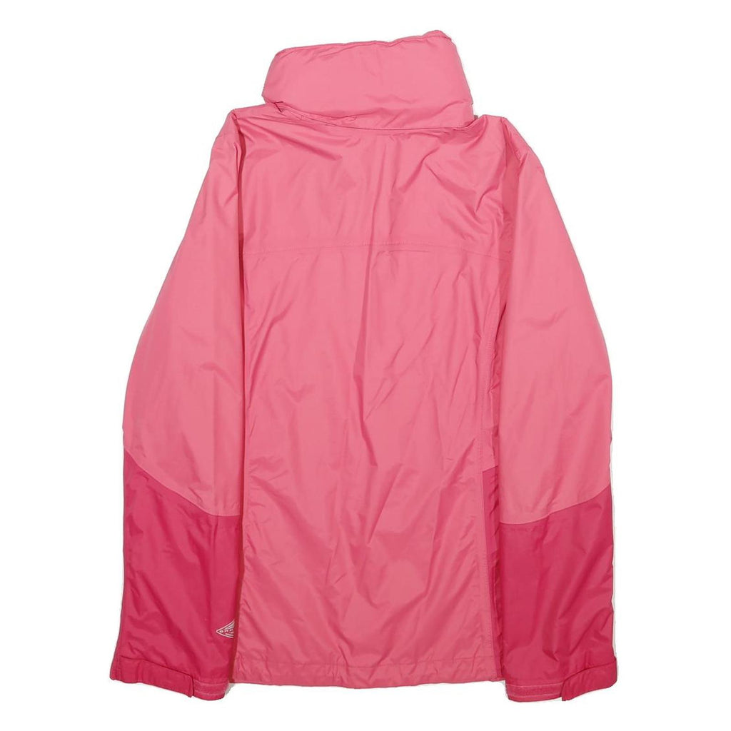 COLUMBIA Womens Pink & Dark Pink Rain Jacket S Nylon Outdoor Zip Pocket
