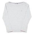 TOMMY HILFIGER Womens Grey Plain Crew Neck Basic Knit M Cotton Blend Jumper