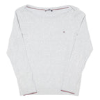 TOMMY HILFIGER Womens Grey Plain Crew Neck Basic Knit M Cotton Blend Jumper