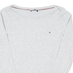 TOMMY HILFIGER Womens Grey Plain Crew Neck Basic Knit M Cotton Blend Jumper
