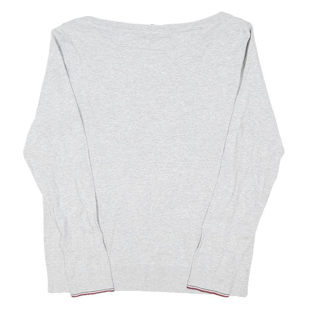 TOMMY HILFIGER Womens Grey Plain Crew Neck Basic Knit M Cotton Blend Jumper