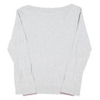 TOMMY HILFIGER Womens Grey Plain Crew Neck Basic Knit M Cotton Blend Jumper
