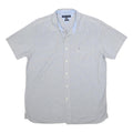 TOMMY HILFIGER Mens Blue & White Shirt XL Button Cotton Short Sleeve Casual