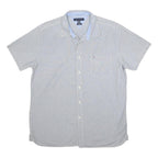 TOMMY HILFIGER Mens Blue & White Shirt XL Button Cotton Short Sleeve Casual