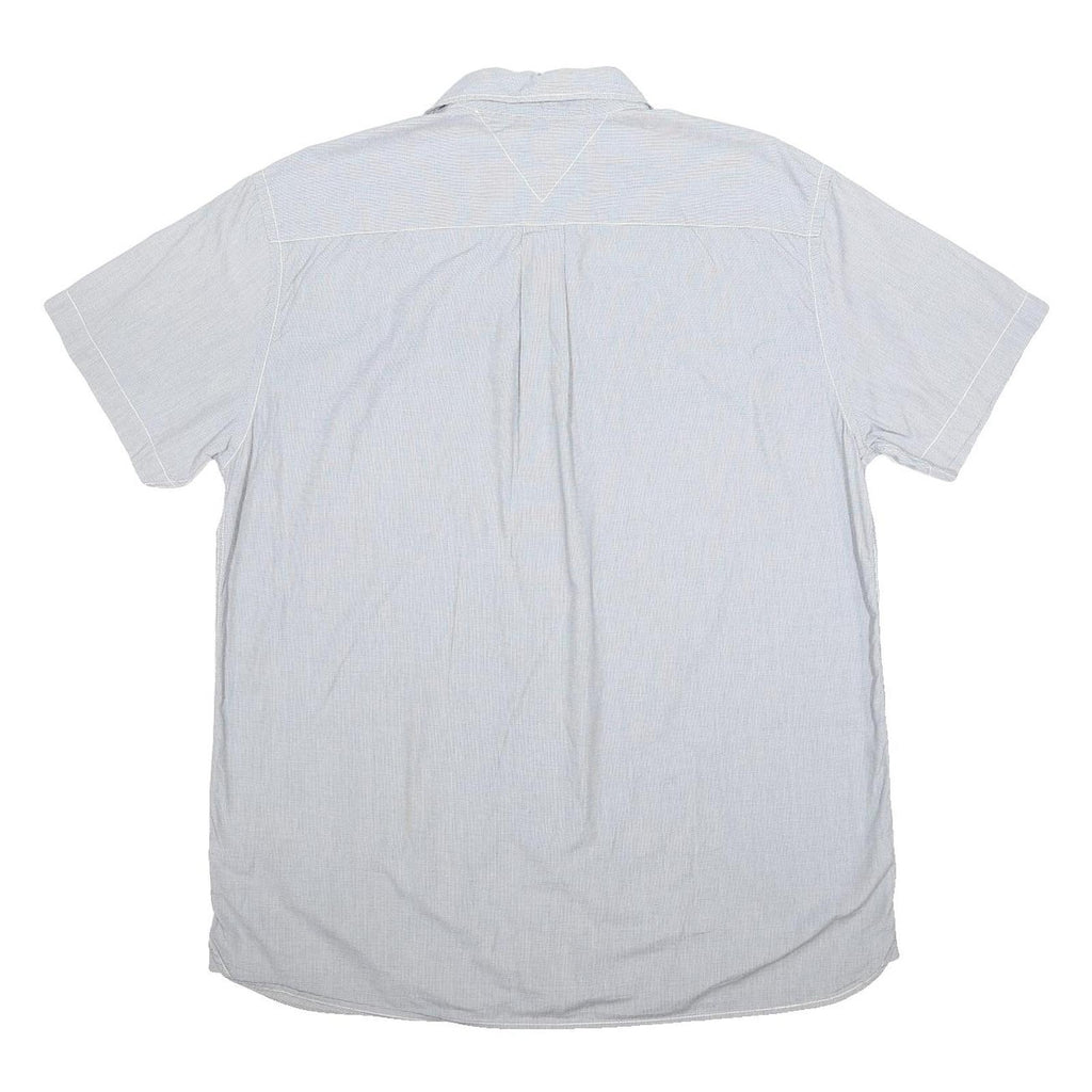 TOMMY HILFIGER Mens Blue & White Shirt XL Button Cotton Short Sleeve Casual