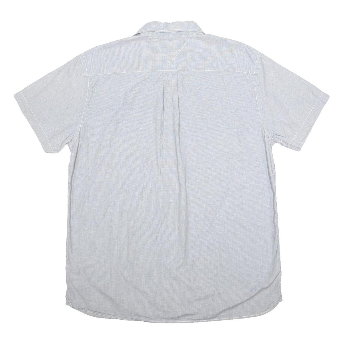 TOMMY HILFIGER Mens Blue & White Shirt XL Button Cotton Short Sleeve Casual