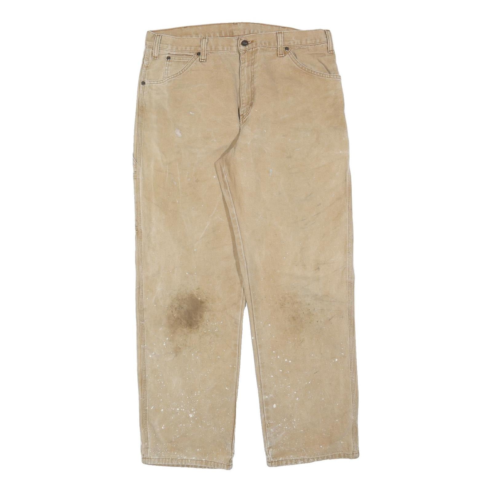 DICKIES Mens Jeans Beige Relaxed Straight Denim Medium W36 L32 Workwear Utility