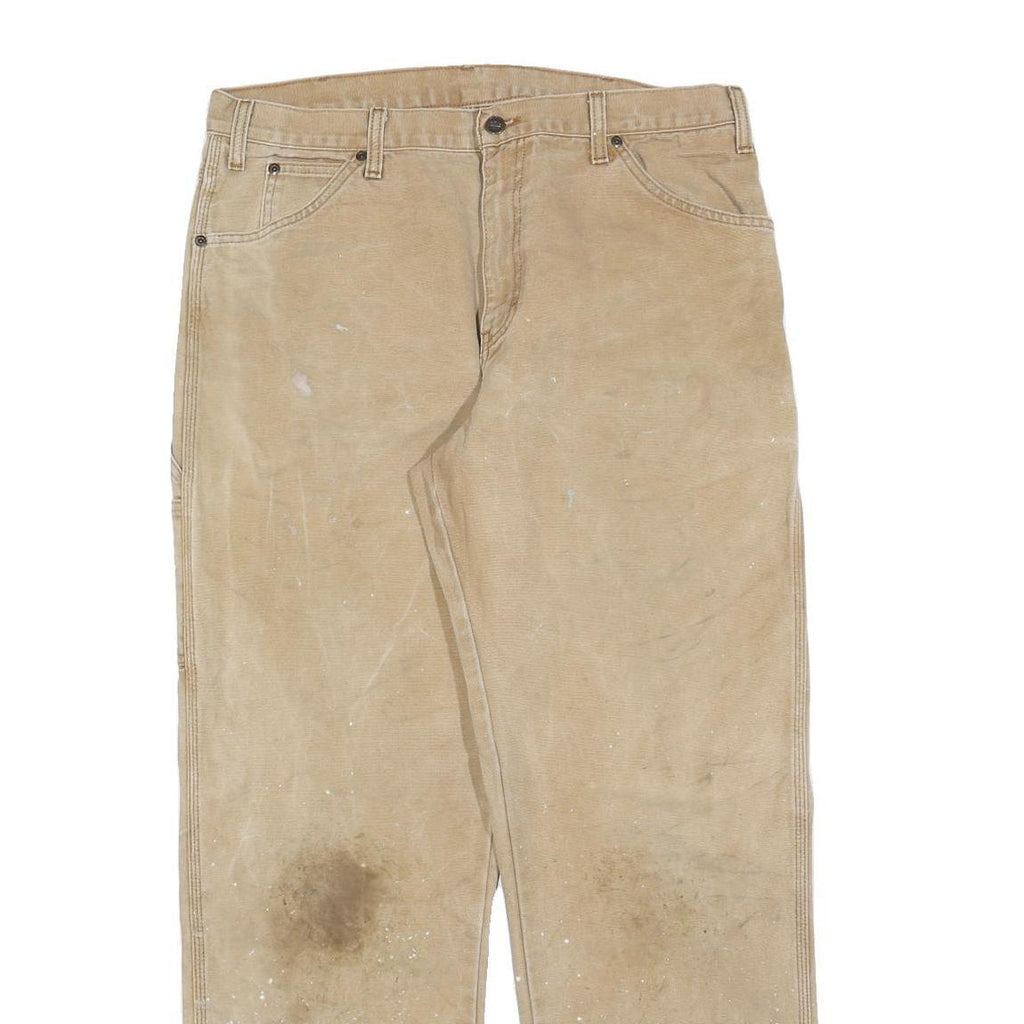 DICKIES Mens Jeans Beige Relaxed Straight Denim Medium W36 L32 Workwear Utility