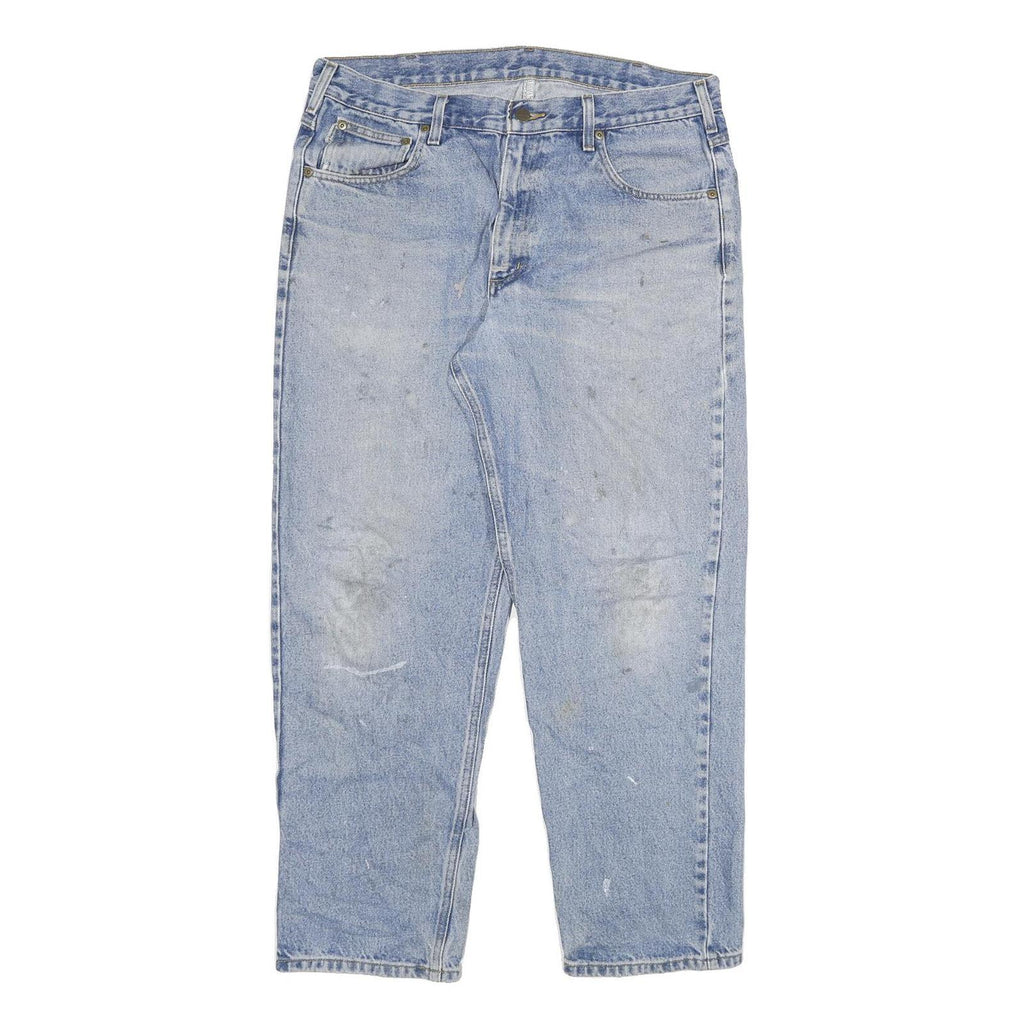 CARHARTT Mens Relaxed Jeans Blue Denim W36 L30 Zip Cotton Blend Casual Workwear