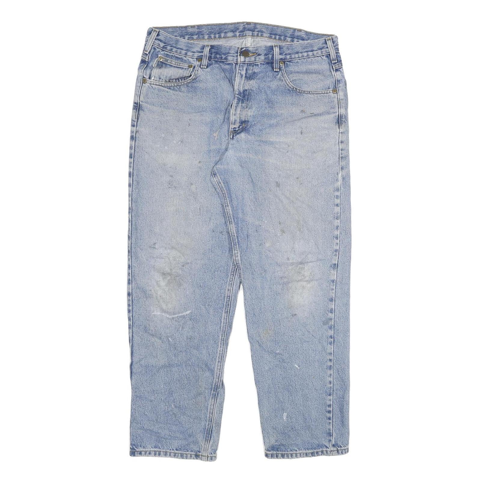 CARHARTT Mens Relaxed Jeans Blue Denim W36 L30 Zip Cotton Blend Casual Workwear