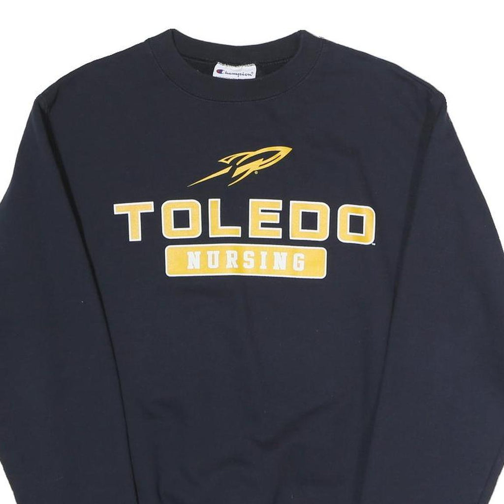 CHAMPION Mens Navy Blue Toledo Nursing Crew Neck S Cotton Polyester Sweatshirt