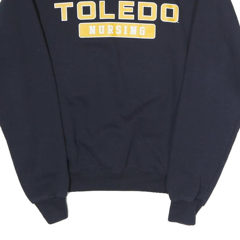 CHAMPION Mens Navy Blue Toledo Nursing Crew Neck S Cotton Polyester Sweatshirt