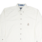 CHAPS Mens White Button-Down Shirt L Embroidered Crest Casual Cotton