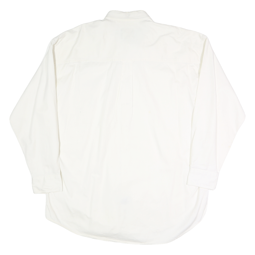 CHAPS Mens White Button-Down Shirt L Embroidered Crest Casual Cotton