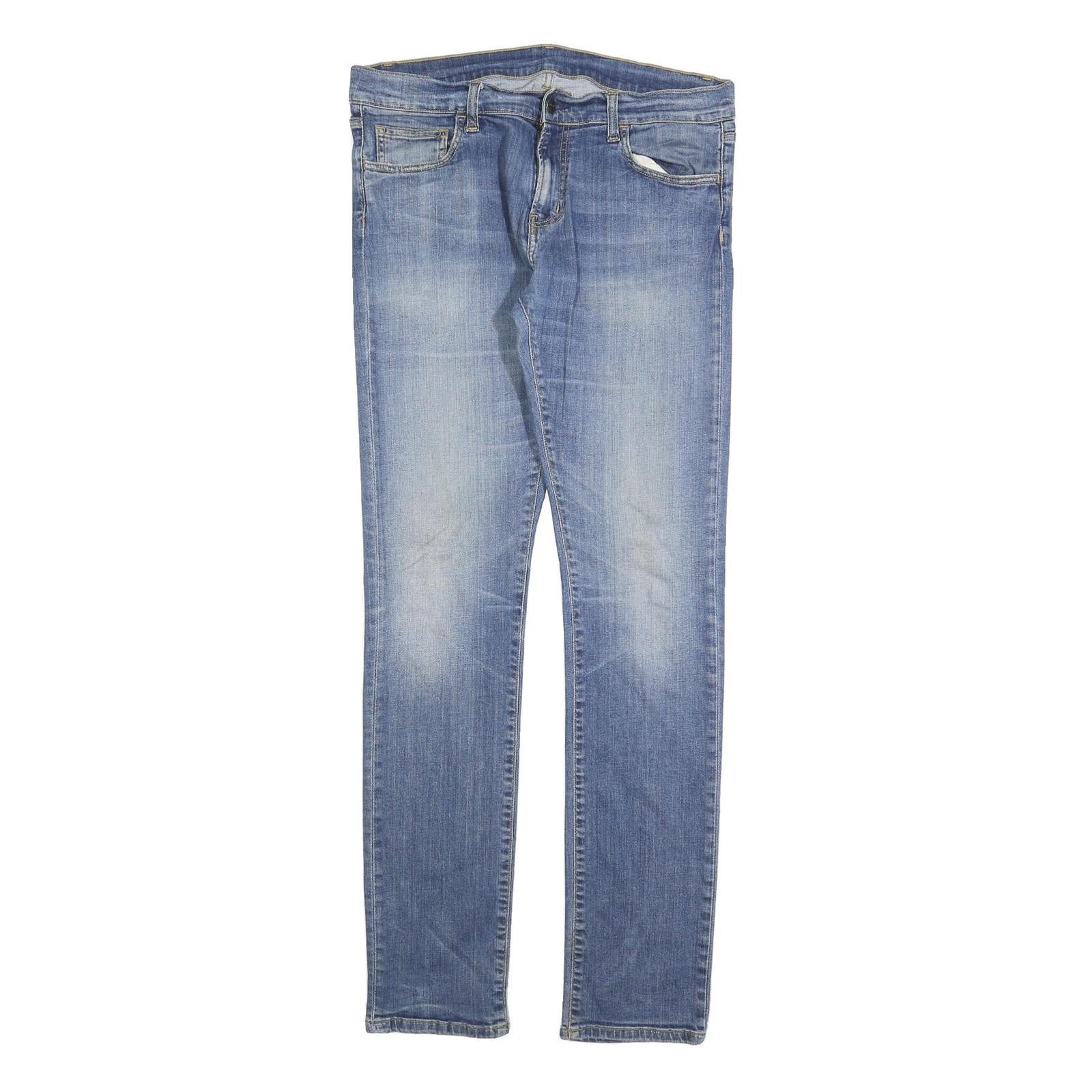 CARHARTT Mens Slim Blue Denim Slim Jeans W33 L34 Stylish Zip Closure