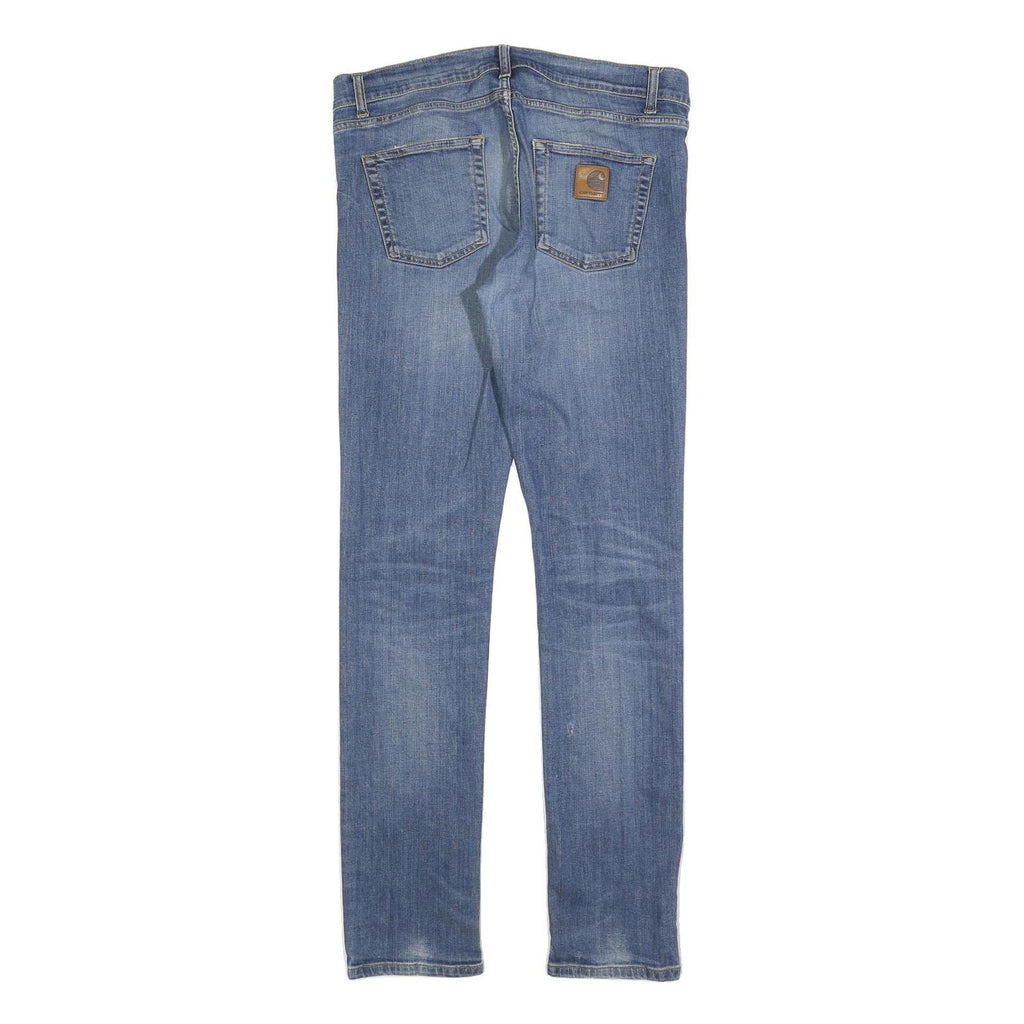 CARHARTT Mens Slim Blue Denim Slim Jeans W33 L34 Stylish Zip Closure