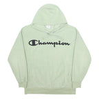 CHAMPION Mens Green Pullover Hoodie L Classic Logo Sweatshirt