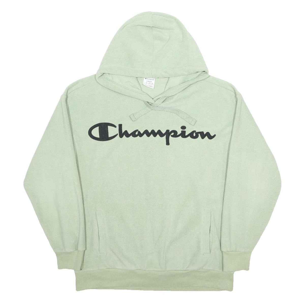 CHAMPION Mens Green Pullover Hoodie L Classic Logo Sweatshirt