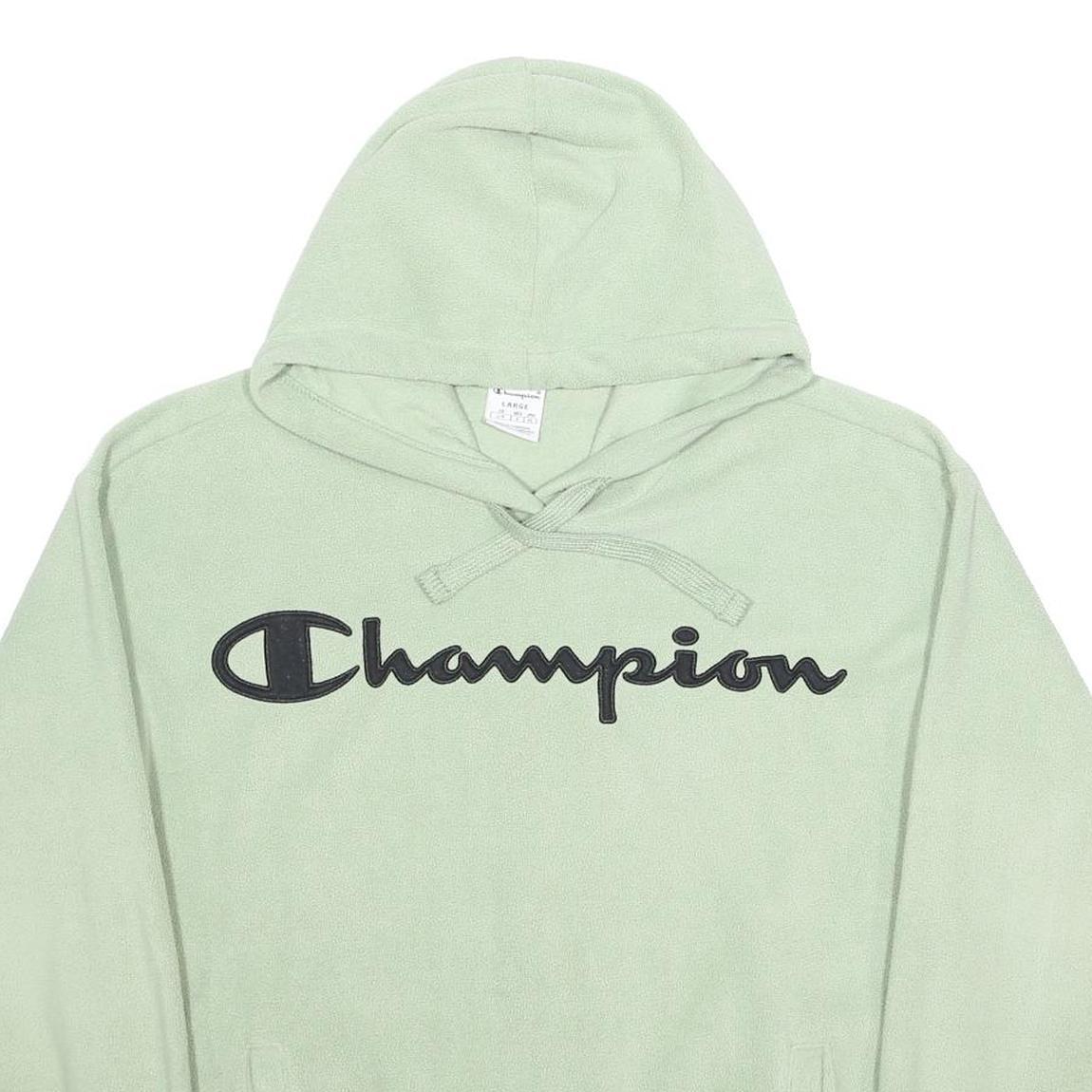 CHAMPION Mens Green Pullover Hoodie L Classic Logo Sweatshirt