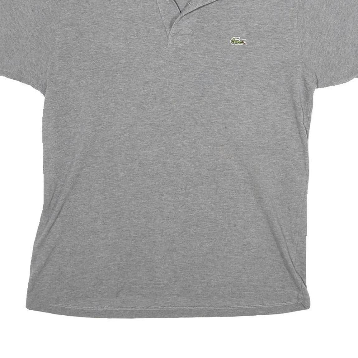 LACOSTE Mens Grey Short Sleeve Plain M Cotton Blend Polo Shirt Casual