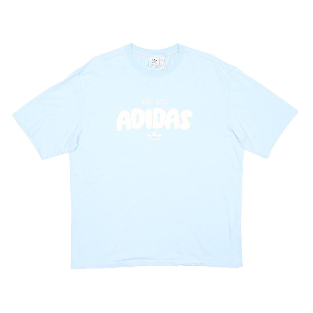 ADIDAS Womens Blue Crew Neck Short Sleeve T-Shirt S Cotton Blend Logo Print