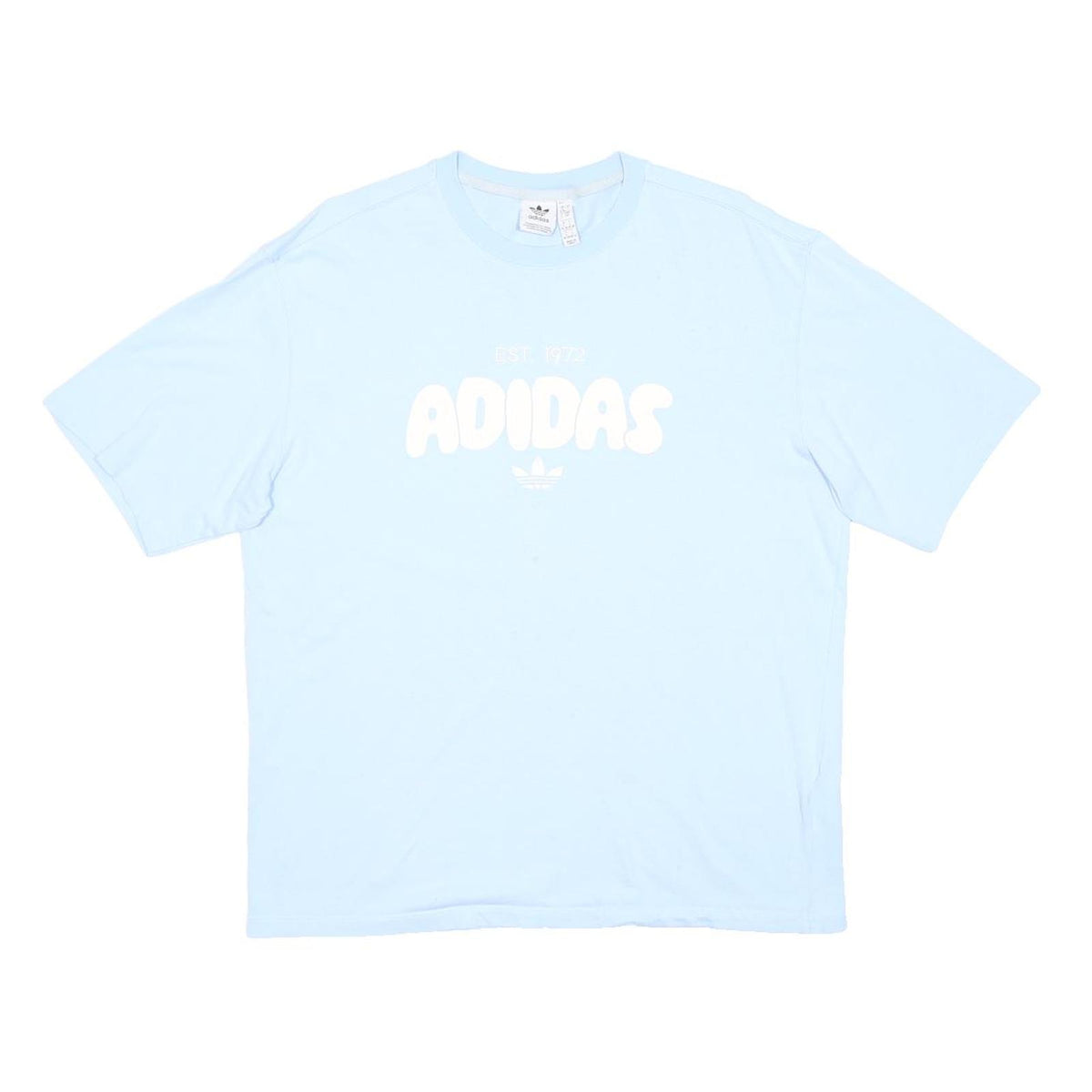 ADIDAS Womens Blue Crew Neck Short Sleeve T-Shirt S Cotton Blend Logo Print