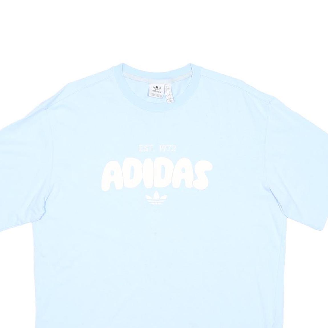 ADIDAS Womens Blue Crew Neck Short Sleeve T-Shirt S Cotton Blend Logo Print