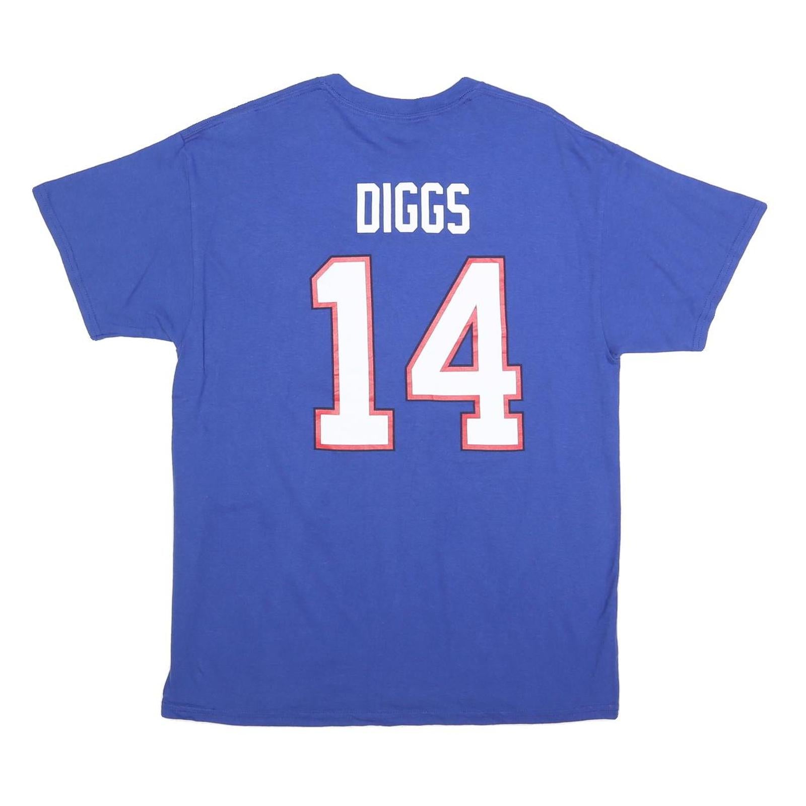 NFL Mens Blue Buffalo Bills Diggs Graphic T-Shirt L Short Sleeve Crew Neck
