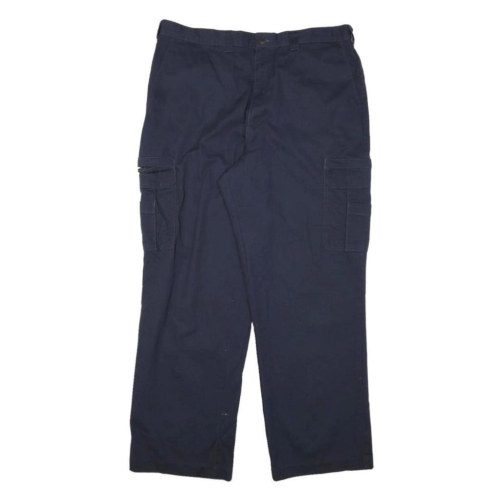 DICKIES Mens Navy Blue Relaxed Fit Cargo Trousers W36 L31 Workwear Durable