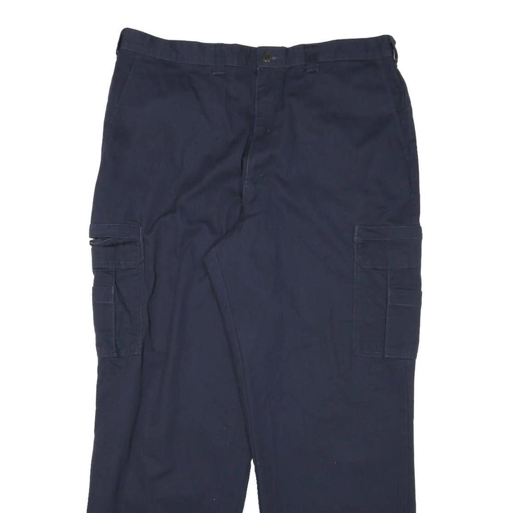 DICKIES Mens Navy Blue Relaxed Fit Cargo Trousers W36 L31 Workwear Durable