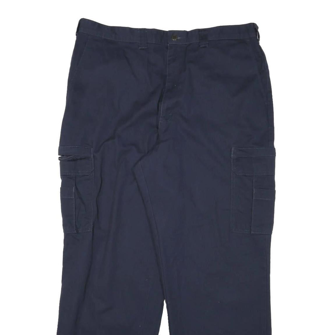 DICKIES Mens Navy Blue Relaxed Fit Cargo Trousers W36 L31 Workwear Durable