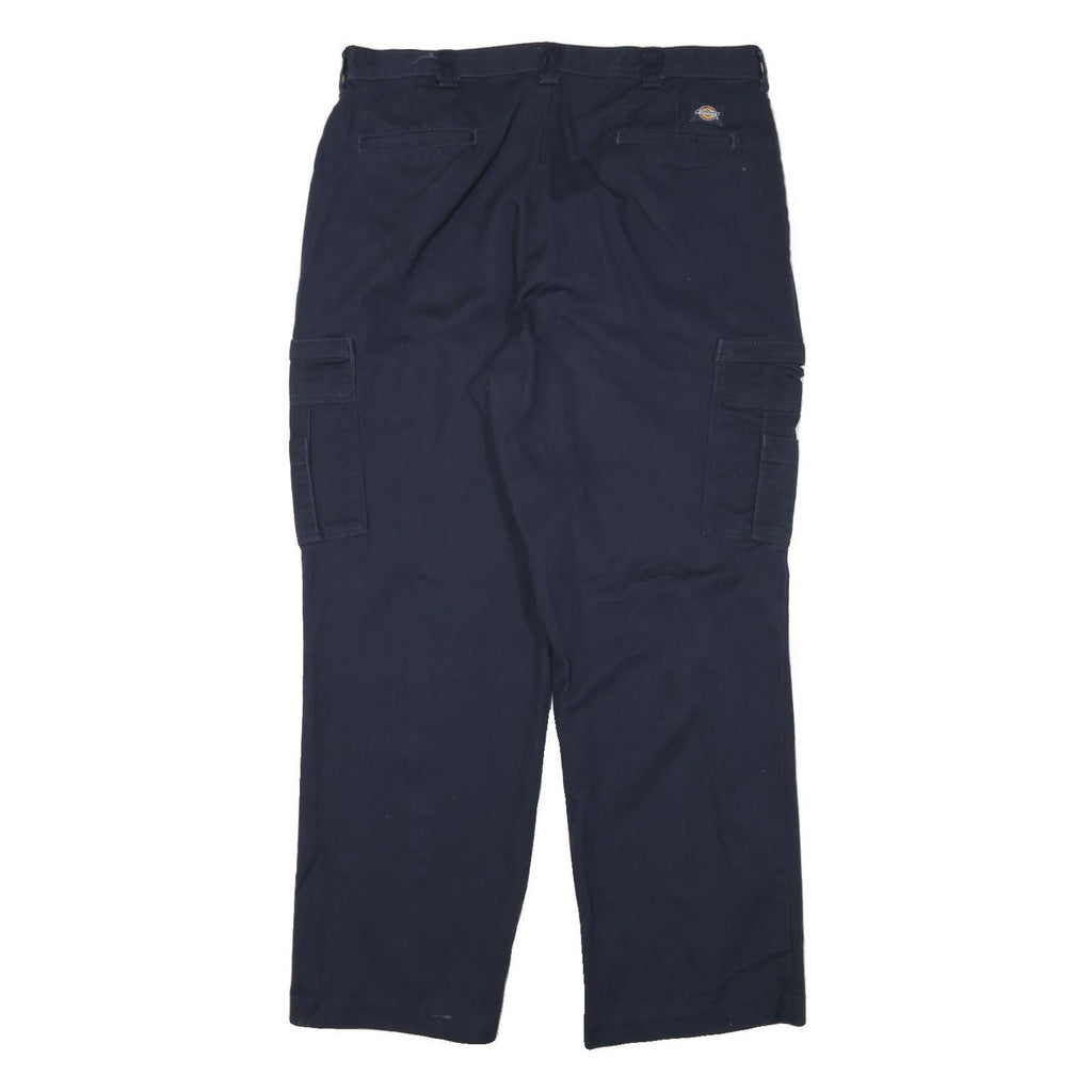 DICKIES Mens Navy Blue Relaxed Fit Cargo Trousers W36 L31 Workwear Durable