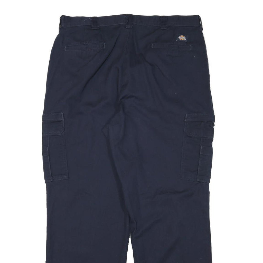 DICKIES Mens Navy Blue Relaxed Fit Cargo Trousers W36 L31 Workwear Durable