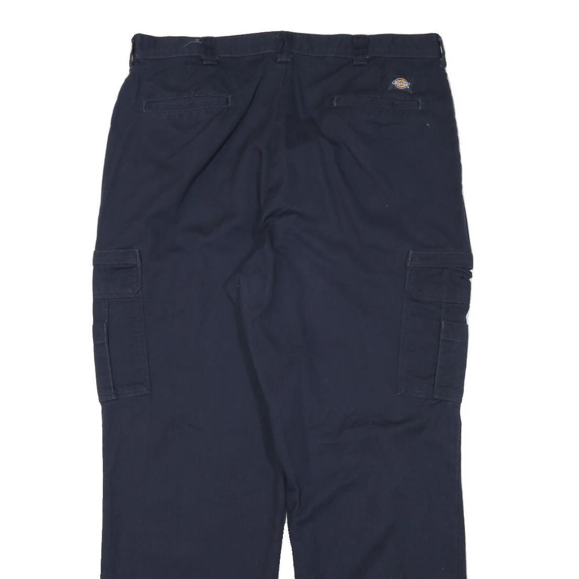 DICKIES Mens Navy Blue Relaxed Fit Cargo Trousers W36 L31 Workwear Durable