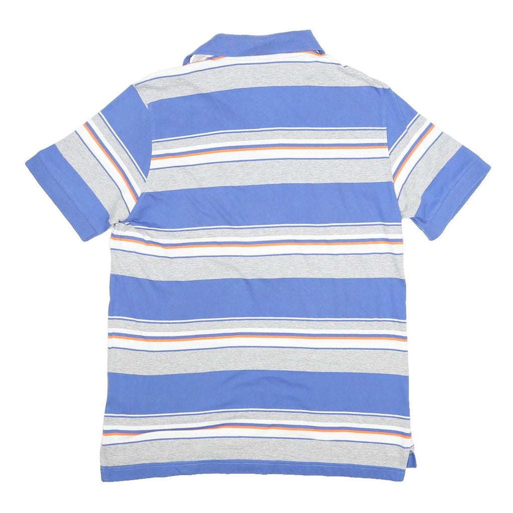 DIADORA Mens Blue & Grey Striped Short Sleeve Polo Shirt L Cotton Blend Summer