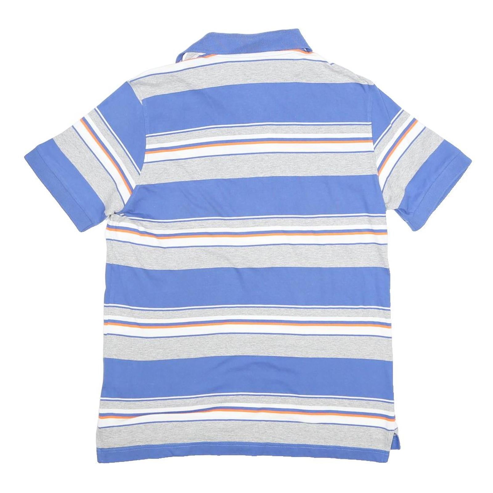 DIADORA Mens Blue & Grey Striped Short Sleeve Polo Shirt L Cotton Blend Summer