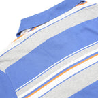 DIADORA Mens Blue & Grey Striped Short Sleeve Polo Shirt L Cotton Blend Summer
