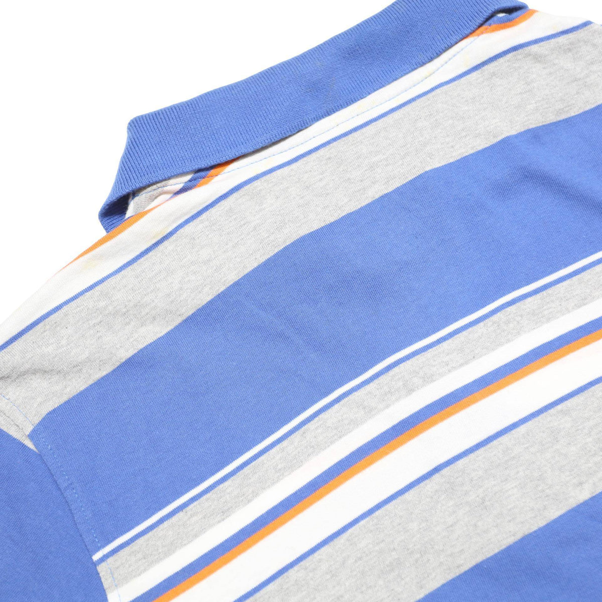 DIADORA Mens Blue & Grey Striped Short Sleeve Polo Shirt L Cotton Blend Summer