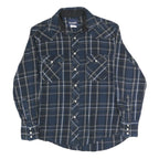 WRANGLER Womens Blue Shirt Plaid Cotton M Button Pocket Western Style