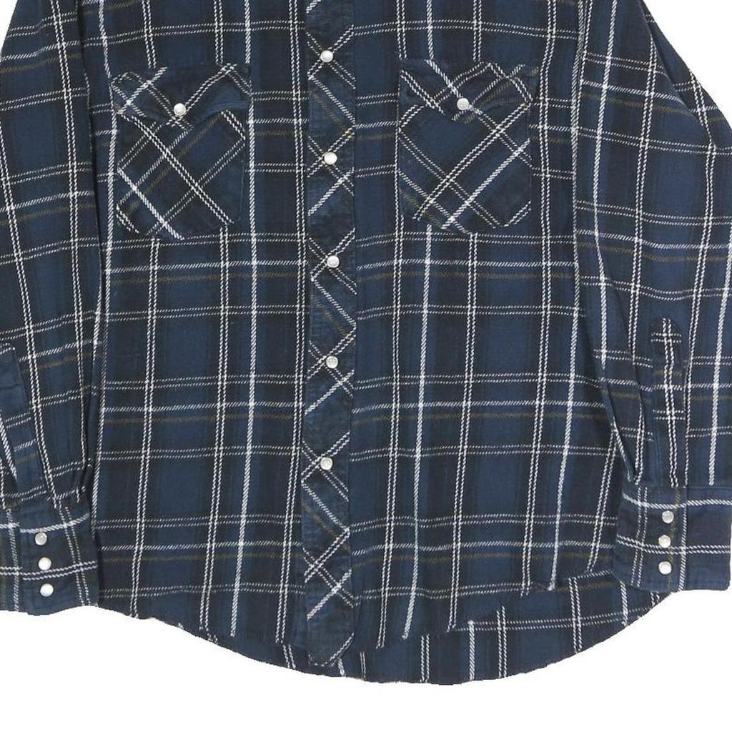 WRANGLER Womens Blue Shirt Plaid Cotton M Button Pocket Western Style