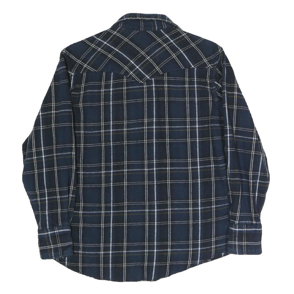 WRANGLER Womens Blue Shirt Plaid Cotton M Button Pocket Western Style
