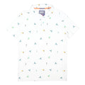 SUPERDRY Mens White Polo Shirt L Cotton Blend Flying Birds Print Short Sleeve