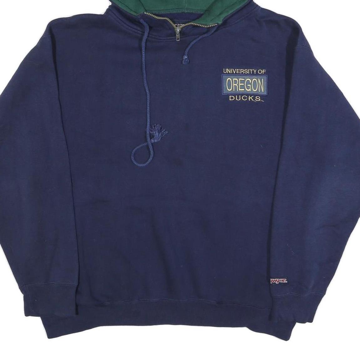 JANSPORT Mens Navy & Green University Of Oregon Ducks Hoodie XL Cotton Blend